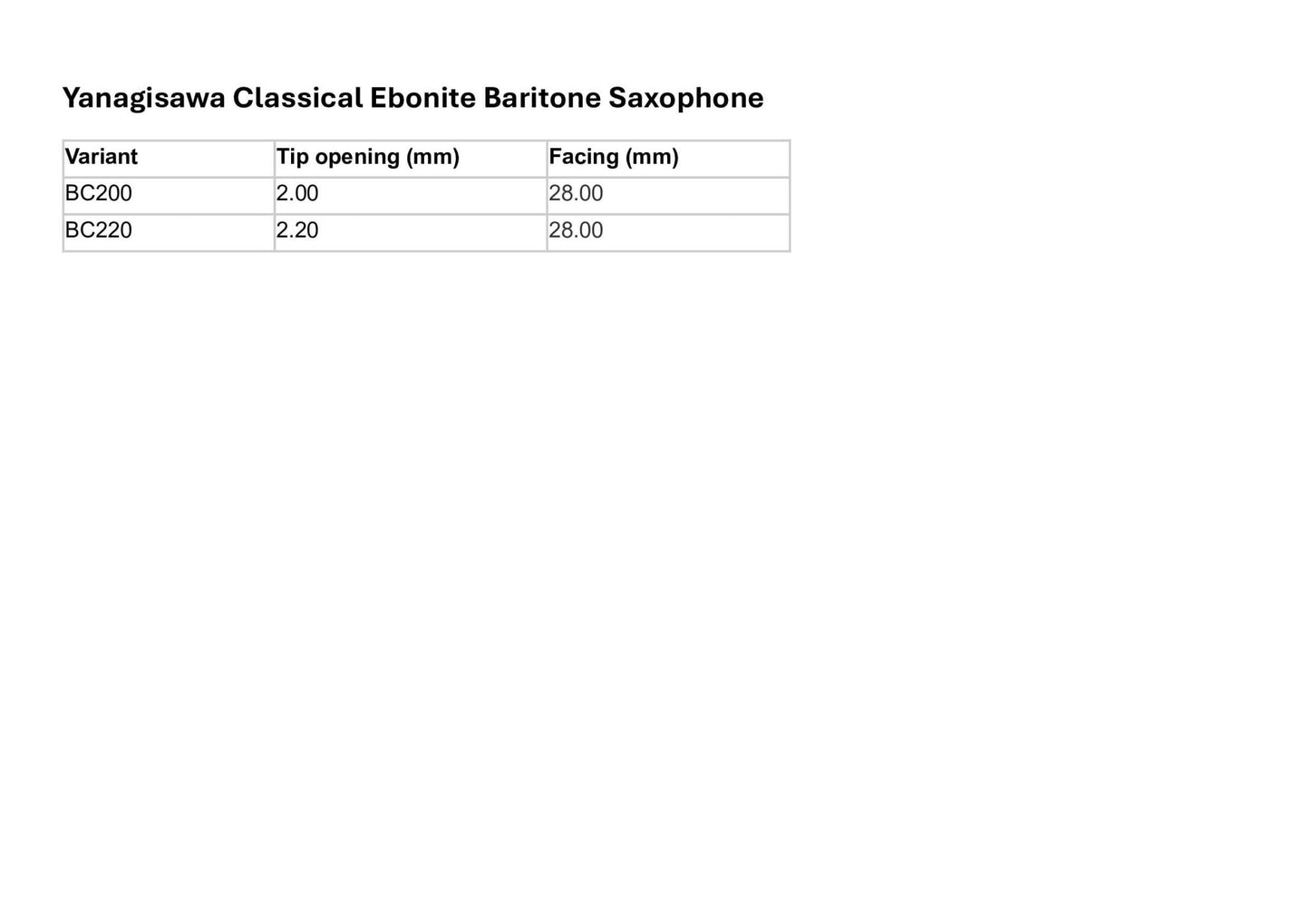 Yanagisawa Classical Ebonite Baritone Saxophone Mouthpiece - Yanagisawa - Yanagisawa Classical Ebonite Baritone Saxophone Mouthpiece - Mouthpieces.co.uk
