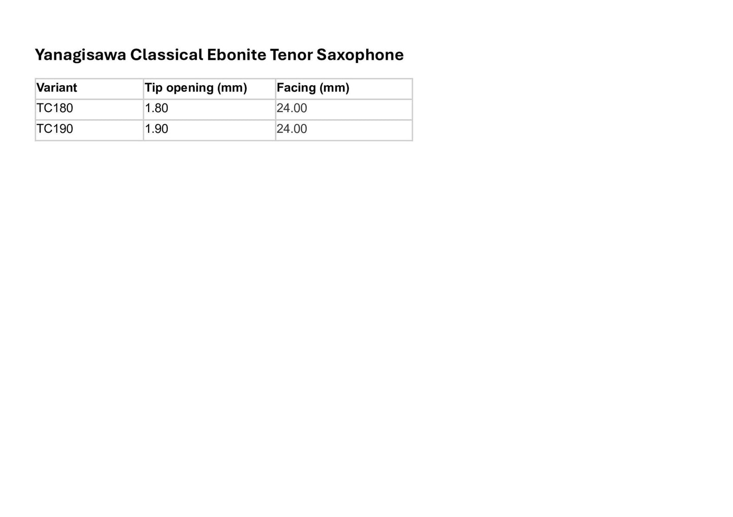 Yanagisawa Classical Ebonite Tenor Saxophone Mouthpiece - Yanagisawa - Yanagisawa Classical Ebonite Tenor Saxophone Mouthpiece - Mouthpieces.co.uk