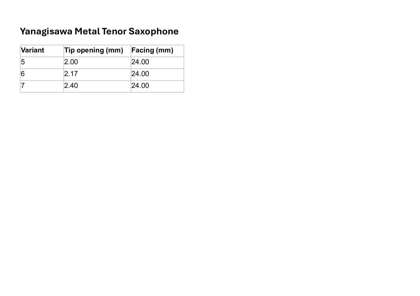 Yanagisawa Metal Tenor Saxophone Mouthpiece - Yanagisawa - Yanagisawa Metal Tenor Saxophone Mouthpiece - Mouthpieces.co.uk